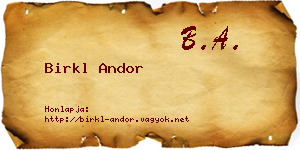 Birkl Andor névjegykártya